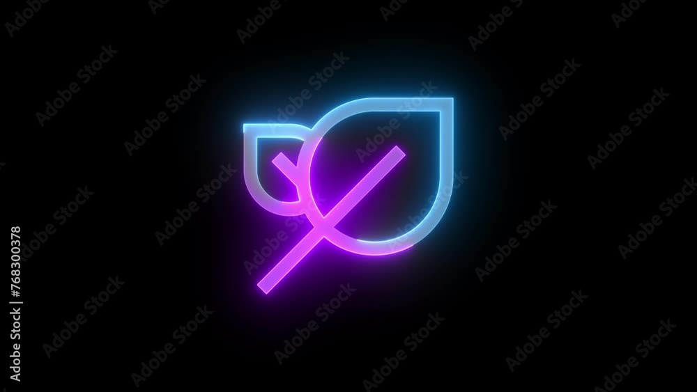 Neon sustainable icon cyan purple color glowing animation black background Neon sustainable icon cyan purple color glowing animation black background