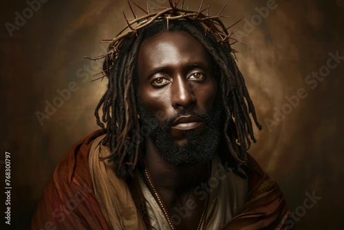 A man with dreadlocks and a crown on his head
