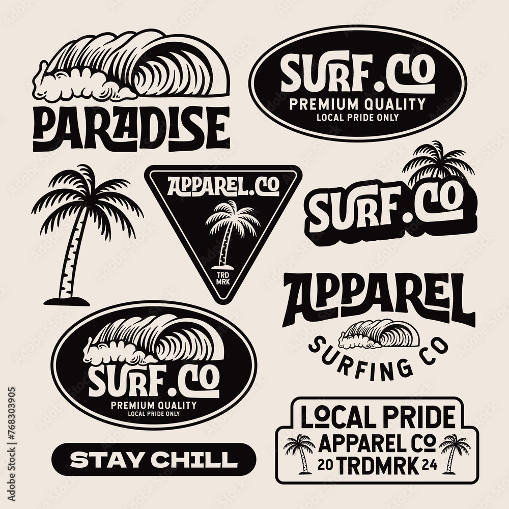 set of summer badges design, editable text badges, retro badges collections