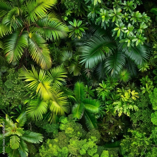 Multiple Vegetation Plants in Tropical Rainforest Background created with Generative AI Technology © Generative Plants
