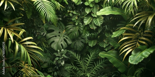 Multiple Vegetation Plants in Tropical Rainforest Background created with Generative AI Technology © Generative Plants
