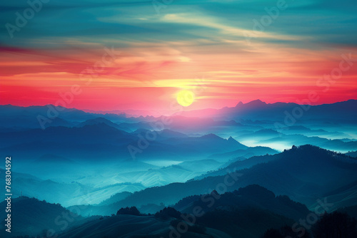 Mountains landscape at sunset