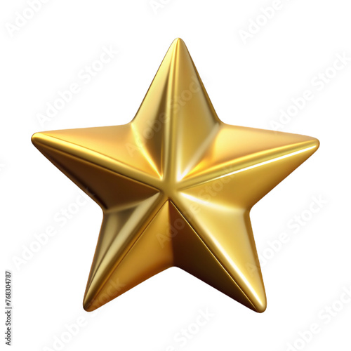 3d golden star isolated on white