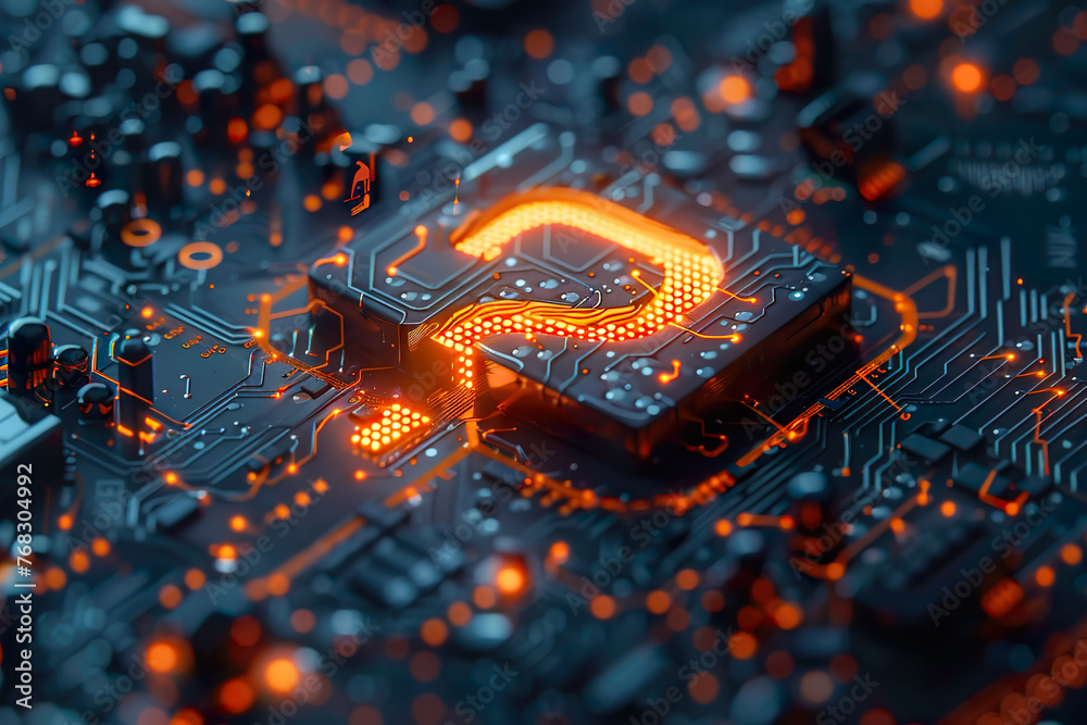 illustration of electronic circuit pattern with question mark illustration of electronic circuit pattern with question mark