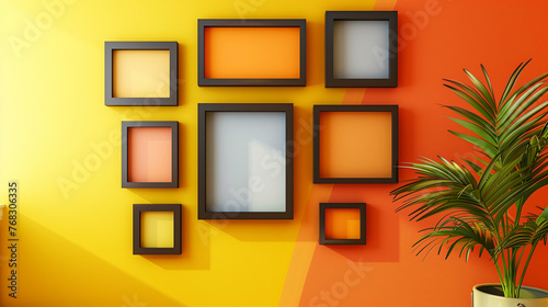A mockup Image of a Photo Frame in a bright and colorful Room