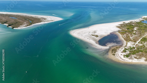 Drone photos of Hurricane Pass between Honeymoon Island and Caladesi Island photo