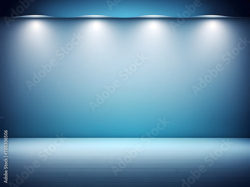 Background blank banner wall studio room blue soft gradient empty light abstract wallpaper template illustration space floor dark texture design website, display your product