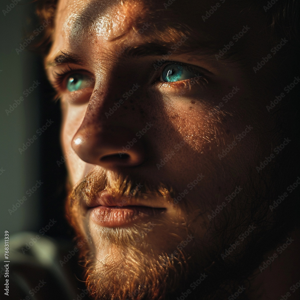 Fototapeta premium a single person portrayed in natural light, capturing a moment of genuine emotion or thought 