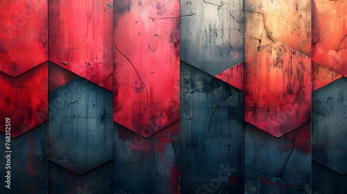 Abstract Red and Blue Geometric Artwork: Modern Wall Decor and Backgrounds