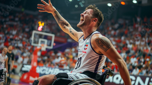 A wheelchair basketball player making a game,ai