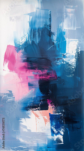  An abstract painting with bold brush strokes swirling in a harmonious blend of the color palette 