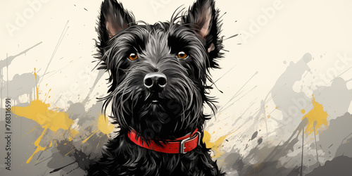 a drawing of a scottish terrier dog photo