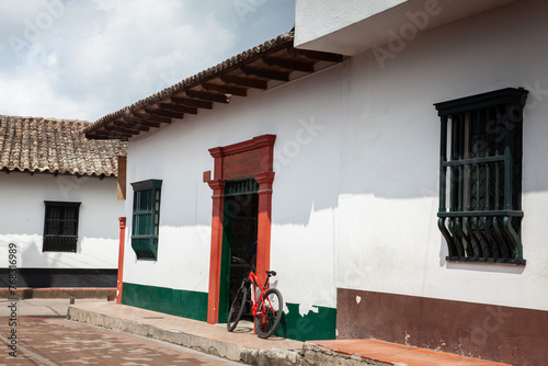 View of the beautiful streets of the Heritage Town of Guaduas located in the Department of Cundinamarca in Colombia.