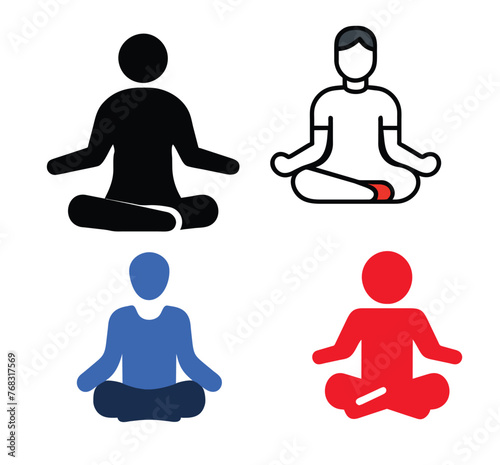 Set of Icons meditation time