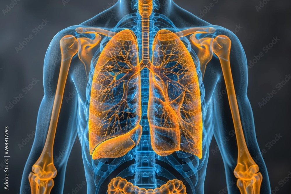 explore human respiratory system: 3d visualization of lungs Stock Photo ...