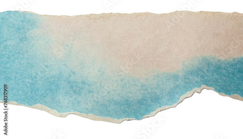 A torn or ripped sheet of colored paper, blue and white shape element to frame text or graphics.