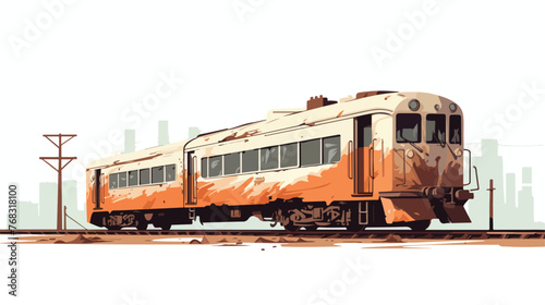 Abandoned Train flat vector isolated on white