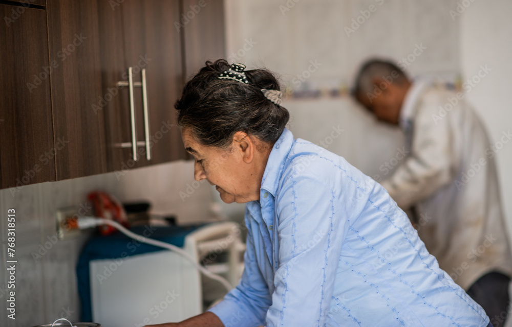 señora en la cocina de su casa 