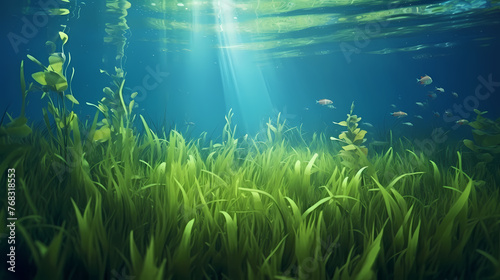 Green bright algae growing underwater © Derby