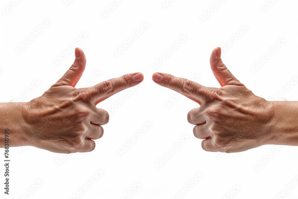 Isolated on white, two hands form a star shape, representing creativity, innovation, and communication