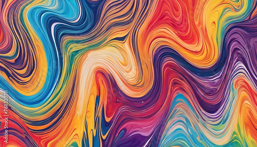 Abstract marbled acrylic paint ink colorful background bold colors rainbow color swirls wave painted curvy waves painting texture 