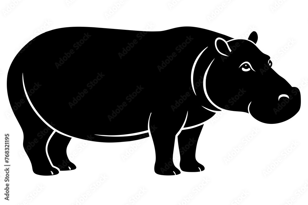 Obraz premium hippopotamus silhouette vector illustration