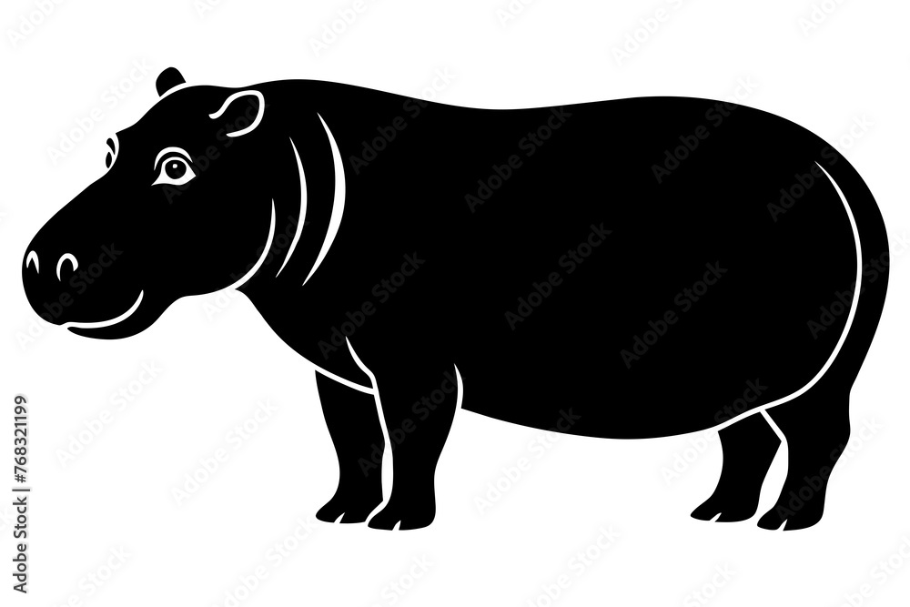 Obraz premium hippopotamus silhouette vector illustration