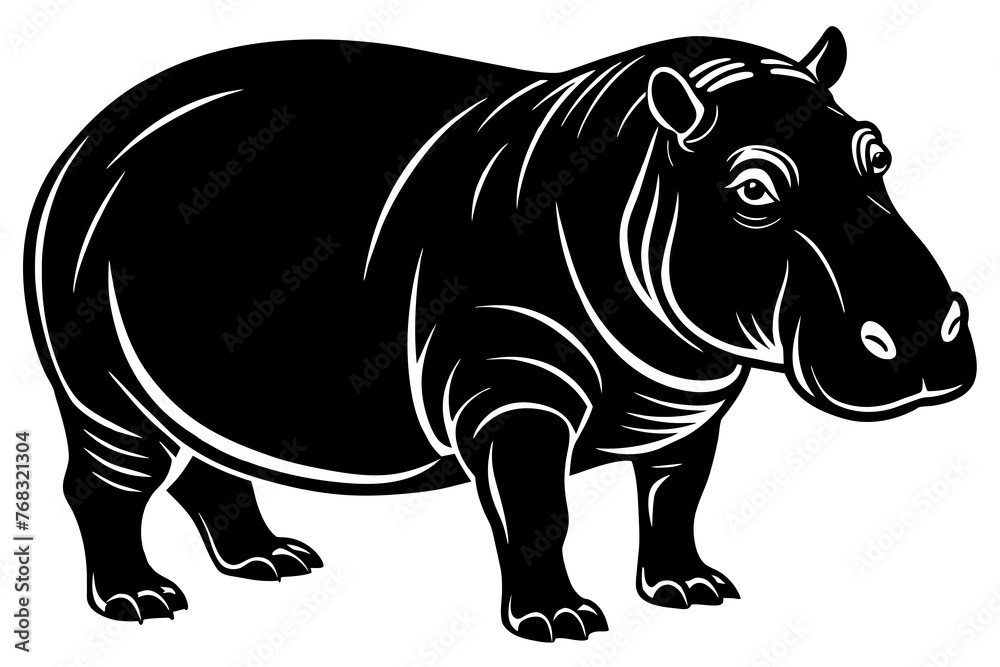 Fototapeta premium hippopotamus silhouette vector illustration