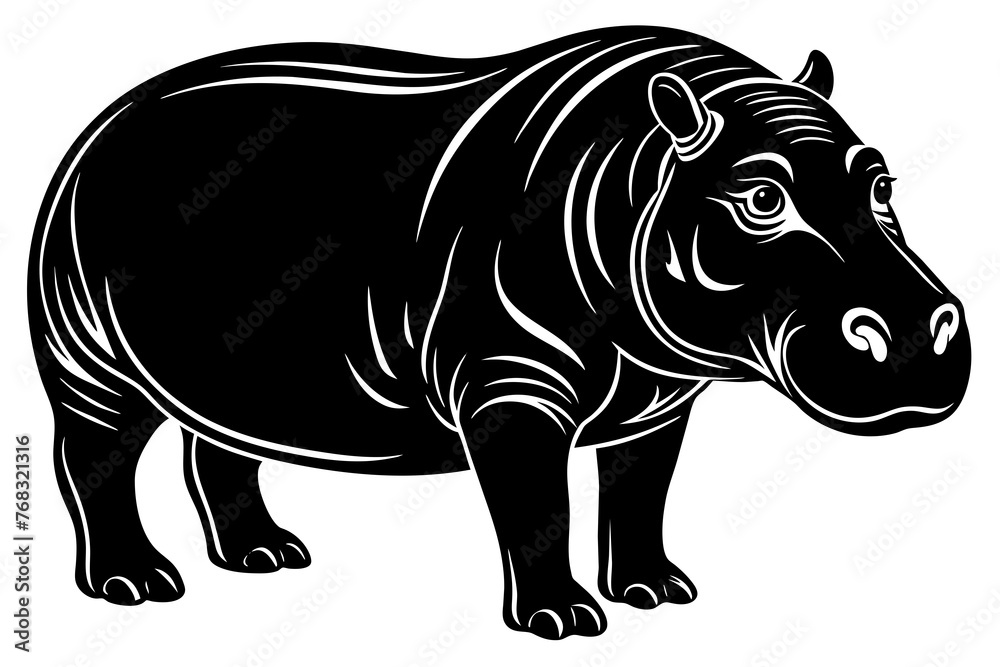 Fototapeta premium hippopotamus silhouette vector illustration