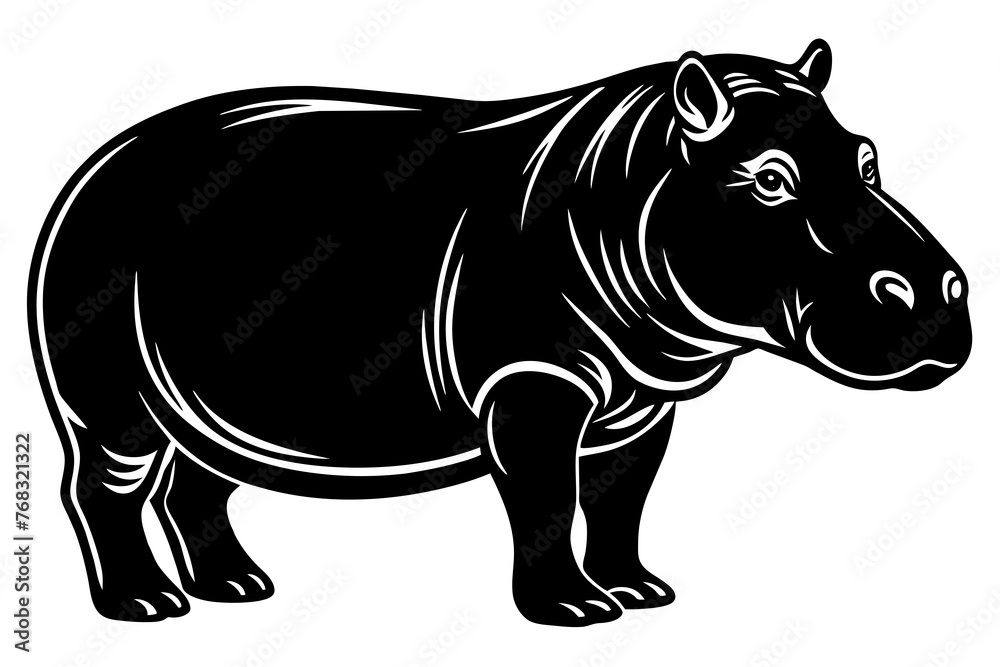 Obraz premium hippopotamus silhouette vector illustration