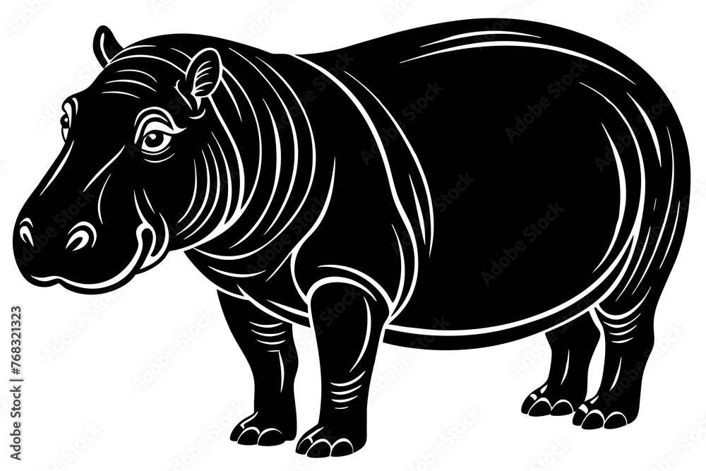 Obraz premium hippopotamus silhouette vector illustration