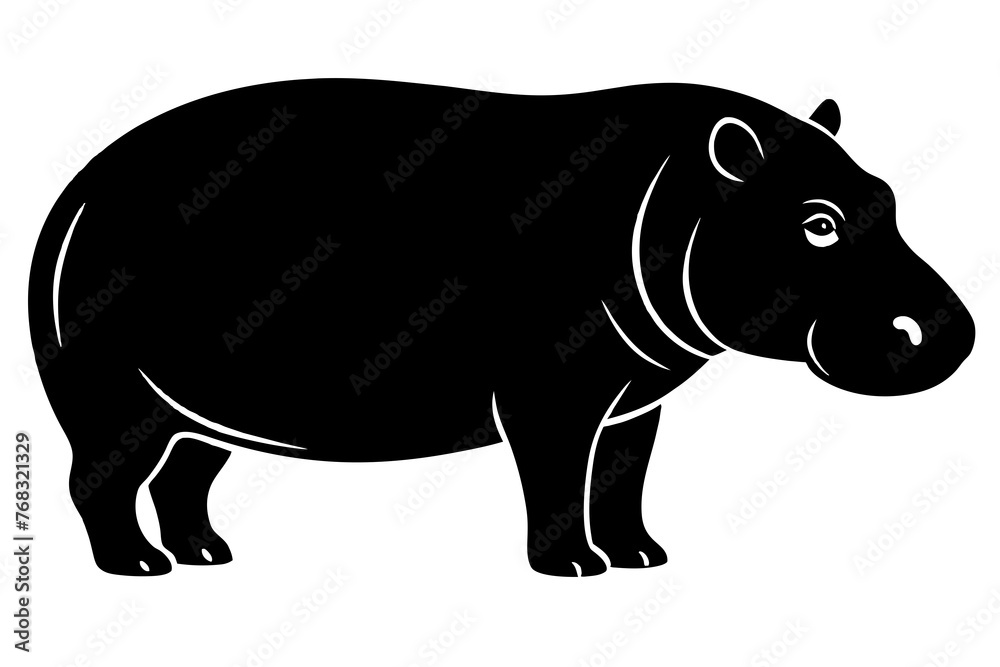 Obraz premium hippopotamus silhouette vector illustration