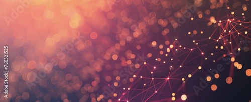 Warm abstract background with soft focus of glowing particles and interconnected lines, giving a sense of depth and complexity.