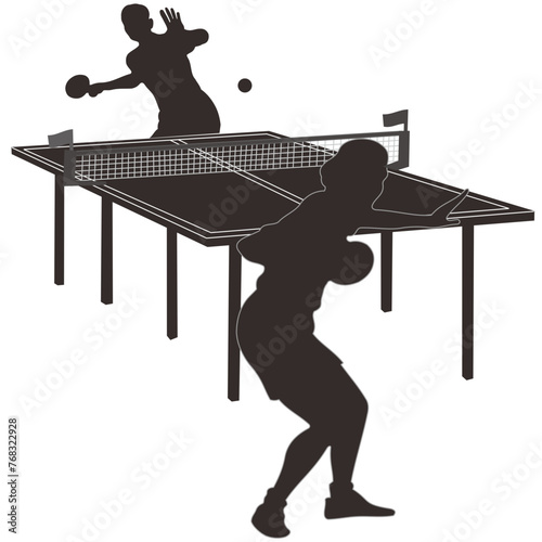 table tennis - silhouettes vector with transparent background	