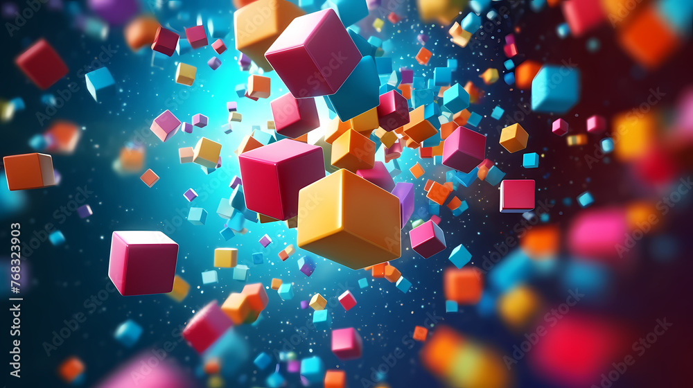 Virtual reality space world in cube effect Virtual reality space world in cube effect