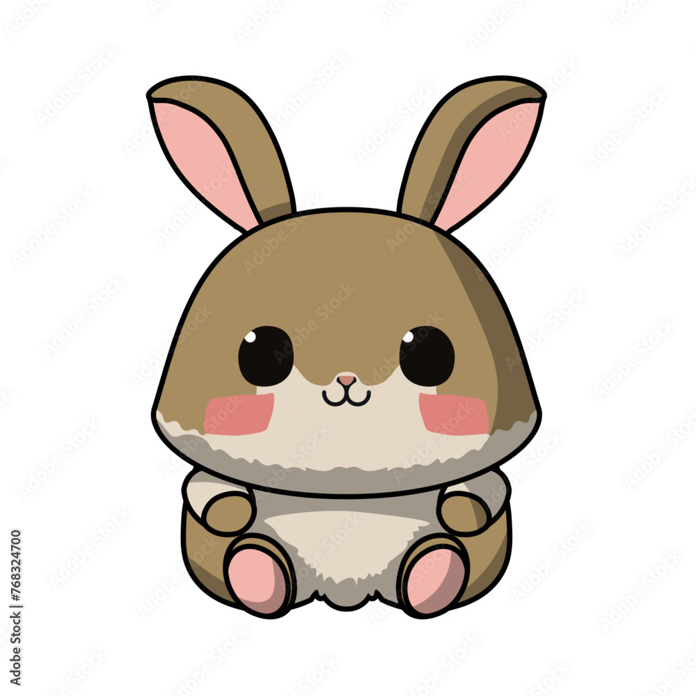 Coelho marrom e fofo em estilo Chibi