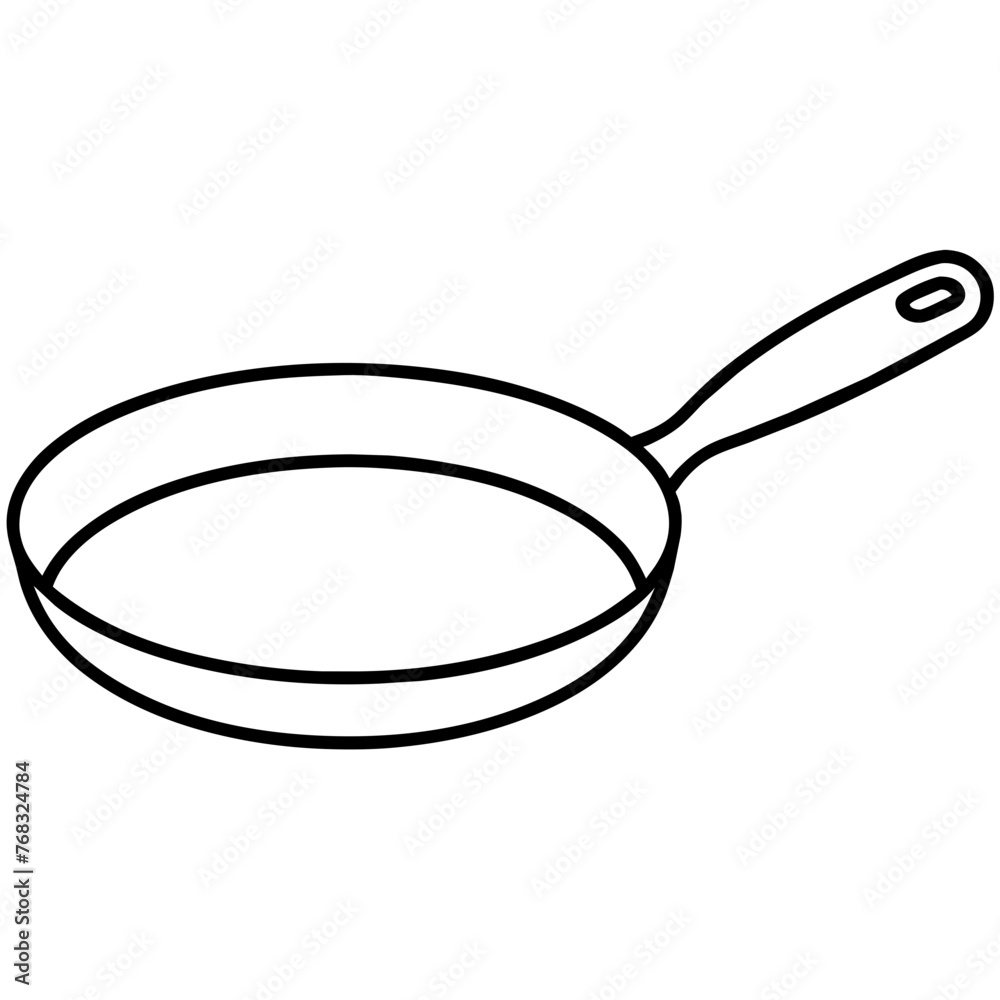Frying Pan Fine Line Illustration Frying Pan Fine Line Illustration