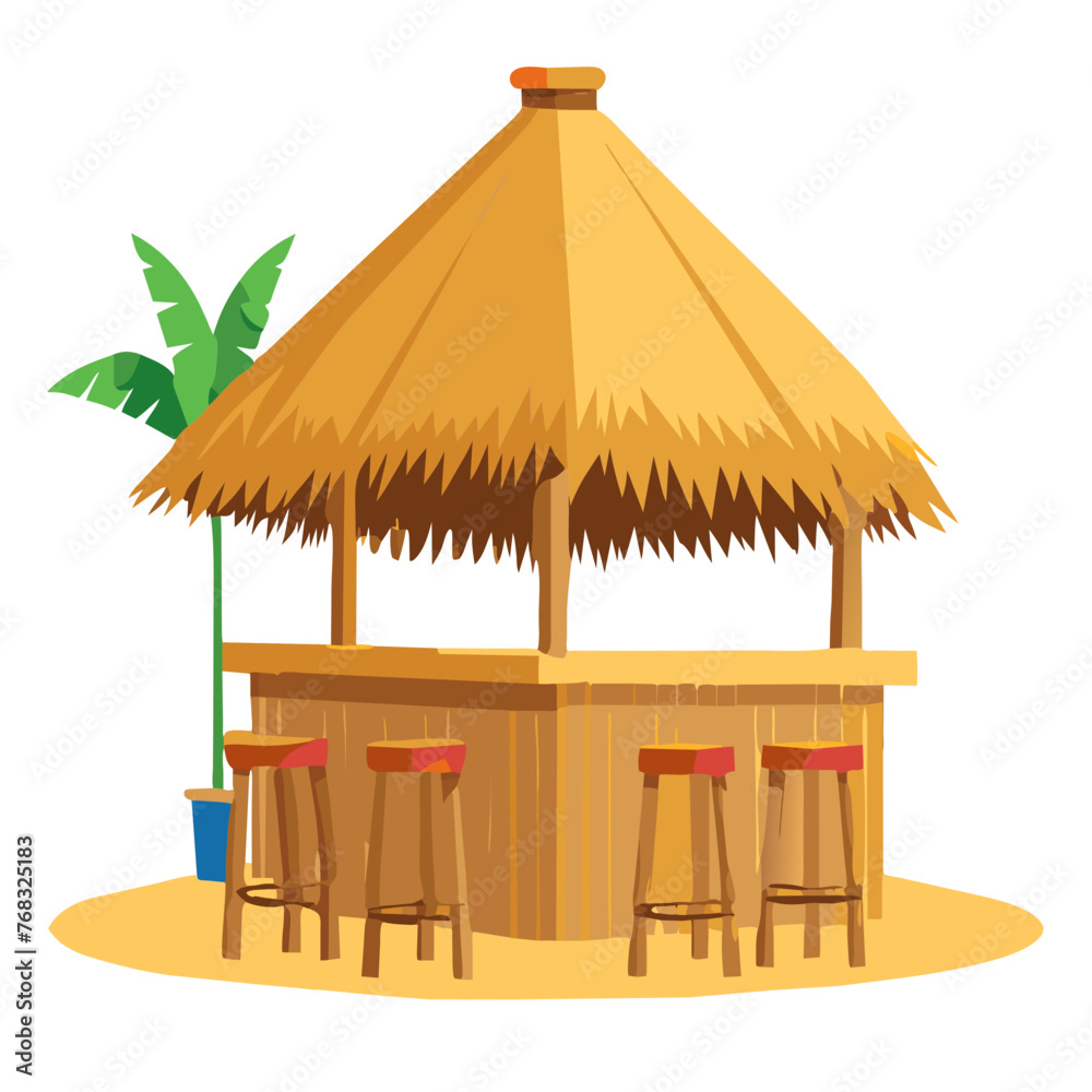 beach hut with umbrella