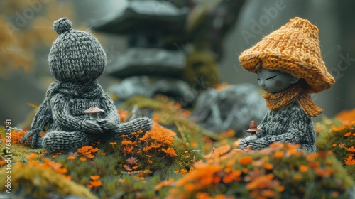 Knitting Dolls in the style of photo-realistic landscapes, konica big mini,  © supachai