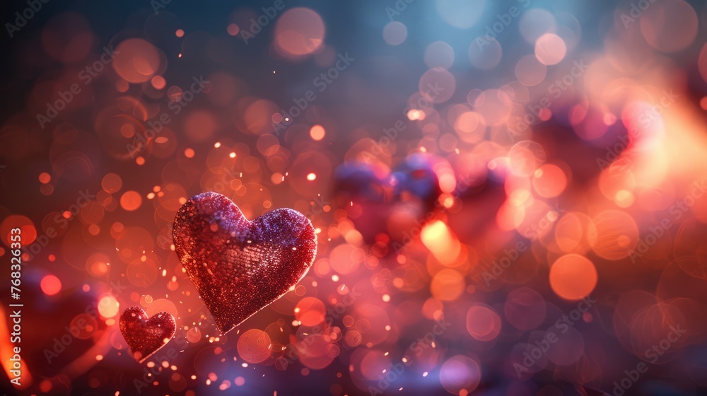 Heartfelt Valentine's Day Background with Blurred Hearts