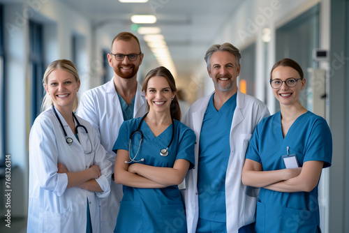 Photography of germany team of professional workers in a hospital. photo