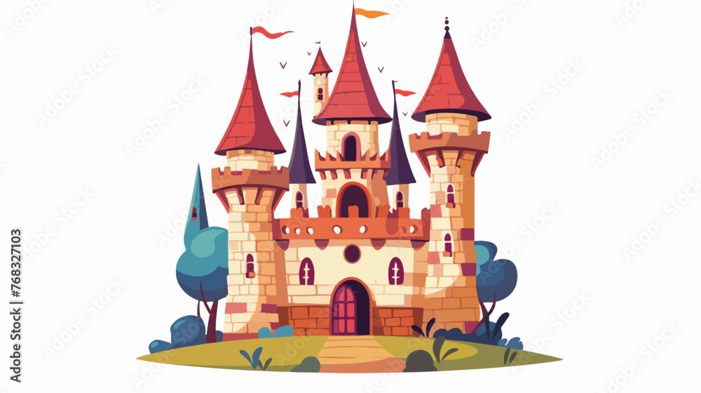 beautiful cartoon castle vector illustration