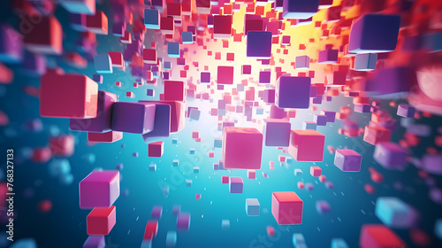 Color image of many cubes © jiejie