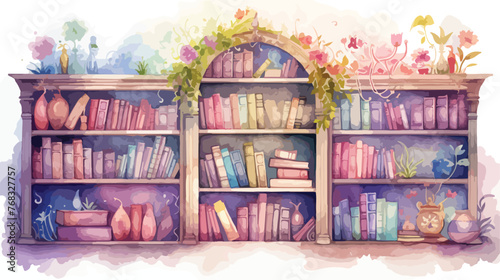 Beautiful Watercolor Fantasy bookshelf