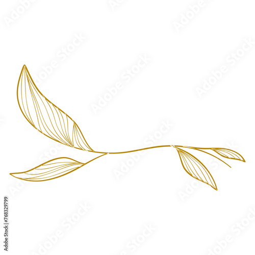Leaves golden delicate lines