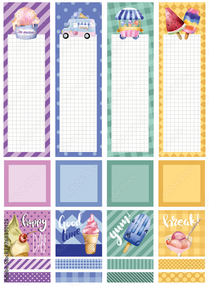 Retro ice cream style planner stickers sheet PNG with transparent background. Ideal to cut in Cricut, Silhouette or similar machines. Designed for classic Happy Planner size. 6.75 x 9.25 inches. Retro ice cream style planner stickers sheet PNG with transparent background. Ideal to cut in Cricut, Silhouette or similar machines. Designed for classic Happy Planner size. 6.75 x 9.25 inches.