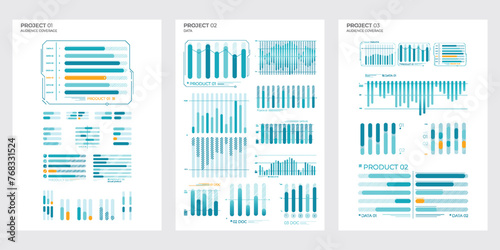 Business elements charts in color. Finance Charts.