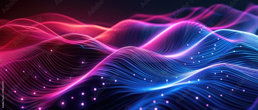 Neon glowing lines, magic energy space light concept, abstract background wallpaper design, vector illustration