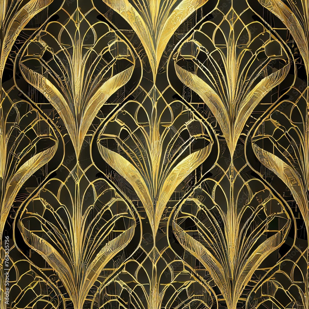 Art Deco Glamour: Sophisticated Art Deco patterns with a touch of gold. Art Deco Glamour: Sophisticated Art Deco patterns with a touch of gold.
