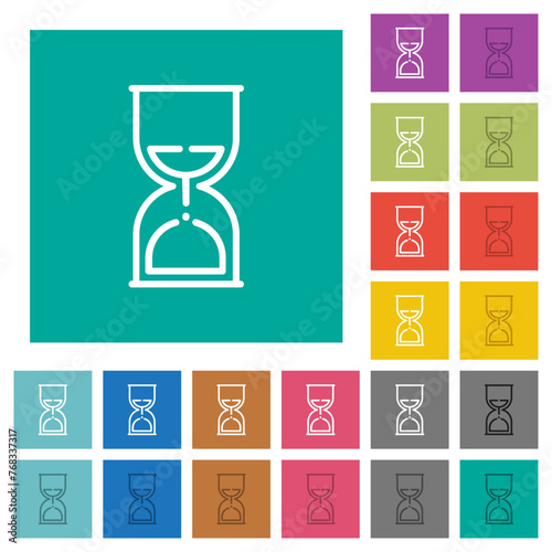 Sand glass outline square flat multi colored icons